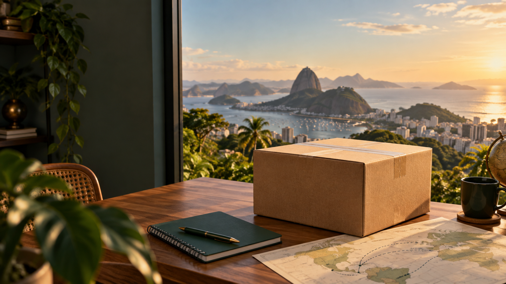 Caixa de importação chegando ao Brasil